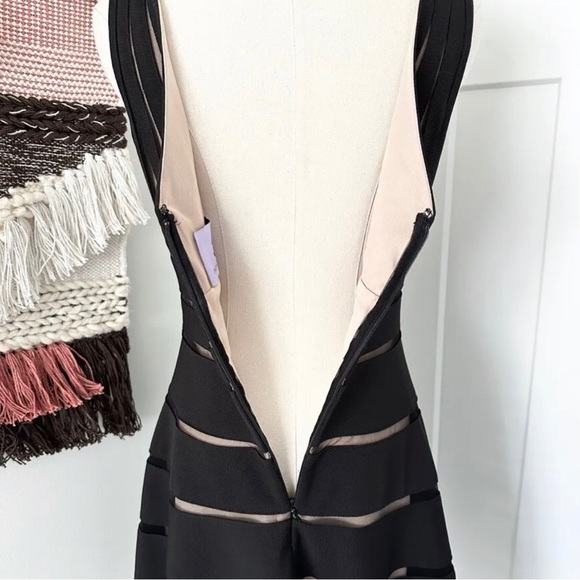 JS Collections Sleeveless, Black & Nude Striped Fit & Flare Sheath Dress, 18 - Picture 10 of 16